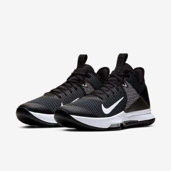 Nike LeBron Witness 4 - Férfi Kosárlabda Cipő - Fekete/Fehér/Kék/Fekete